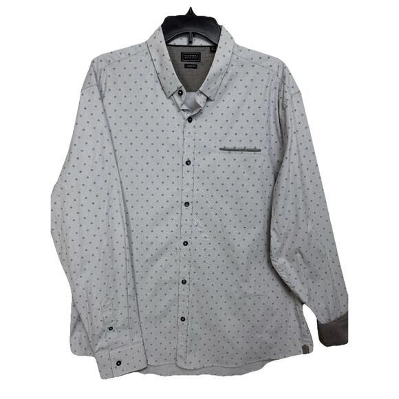 7 Diamonds Men's Button Up Shirt XL Flip Cuff Gray Blue Classic Fit Long Sleeve - Picture 1 of 13